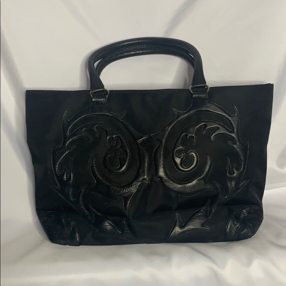 Christian Lacroix Black Leather and Nylon handbag